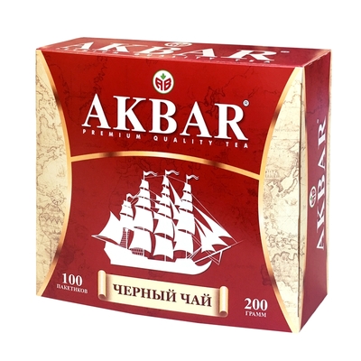 Чай Akbar черный, 100 пакx2гр/уп