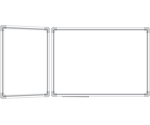 Белая настенная магнитно-маркерная доска, 225х120 см, двухэлементная, створка слева, в алюминиевой рамке