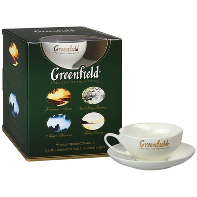 Чай подароный набор Greenfield 4 вида х 25пак с чайной парой