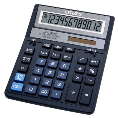Калькулятор настольный CITIZEN бух. SDC-888XBL,12 разр, синий