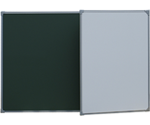 Комбинированная магнитная доска, 255х100 см, двухэлементная, створка справа, в стальной рамке, для письма мелом и маркером