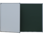 Комбинированная магнитная доска, 225х120 см, двухэлементная, створка слева, в стальной рамке, для письма мелом и маркером