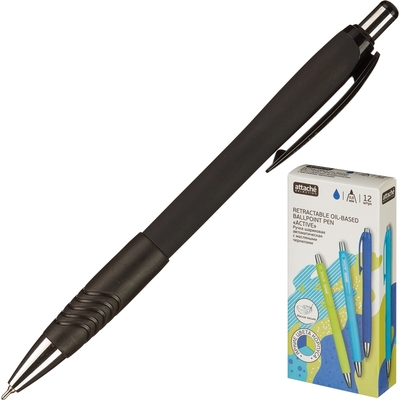 Ручка шариковая Attache soft touch, автомат, черн.корпус, черный 0,5мм