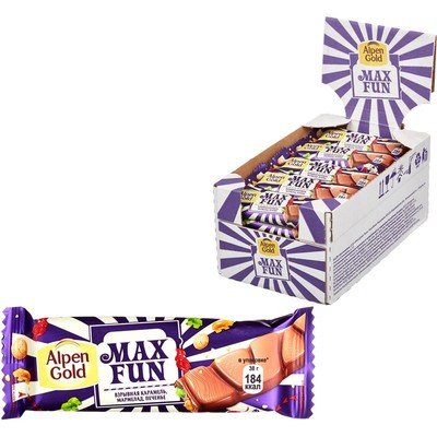 Шоколад Alpen Gold MaxFan со взрывной карамелью 30шт*38г
