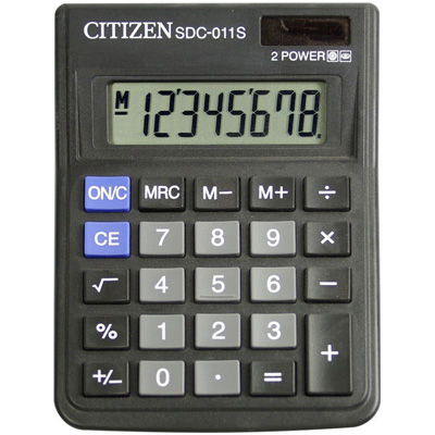 Калькулятор настольный CITIZEN бухг. SDC-011S 8 разряд. Dual Power