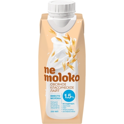 Напиток овсяный классич Nemoloko с кальц и витам В2 1,5% 0,25 л 24 шт/уп