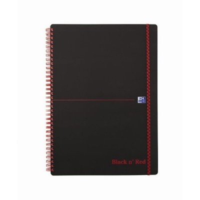 Блокнот OXFORD BLACK'n'RED A4 70л кл. дв.спир,пласт.обл,фикс.рез. 400047654