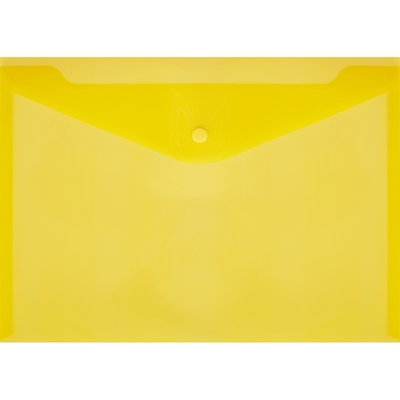 Папка конверт на кнопке КНК 180 желтый прозрачный 10шт/уп
