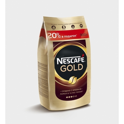 Кофе Nescafe Gold раств.субл.900г пакет