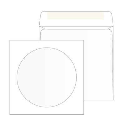 Конверты Белый CD декстрин 125х125 окно d100мм 25шт/уп/4573
