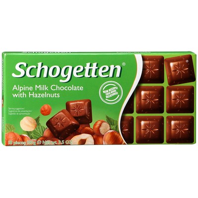 Шоколад Schogetten альпийский молочный с фундуком 100г