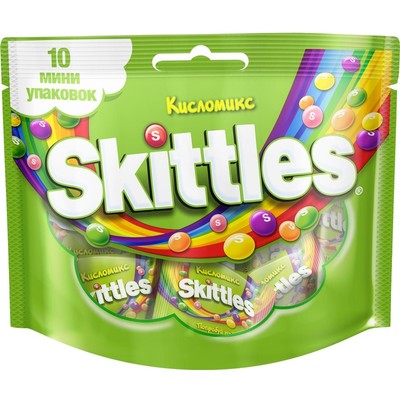 Конфеты Драже Skittles Кисломикс, 10 мини-упаковок, 120г