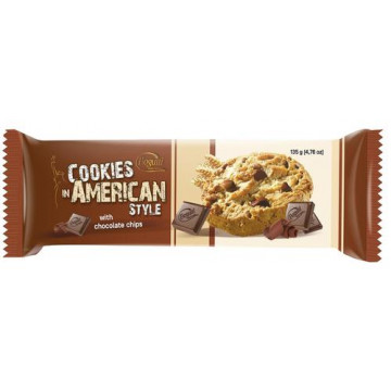Печенье American Cookies тем.+мол. шоколад 135г