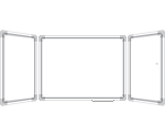 Белая настенная магнитно-маркерная доска, 400х120 см, трехэлементная, в алюминиевой рамке
