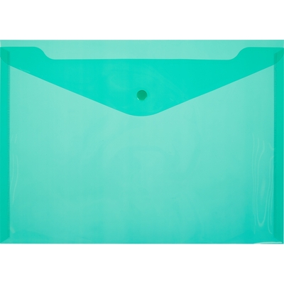 Папка конверт на кнопке КНК 180 зеленый прозрачный 10шт/уп