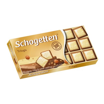 Шоколад Schogetten белый с грильяжем и фунд,мол.шок.с джандуей и фунд100г