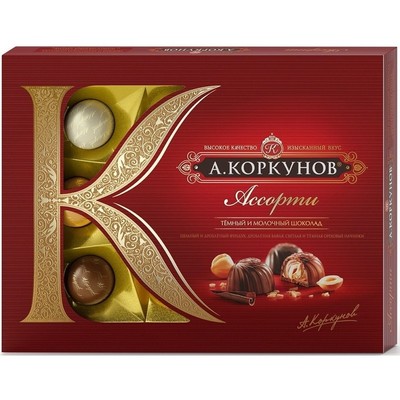 Набор конфет А.Коркунов ассорти темный, молочный шоколад 110 г