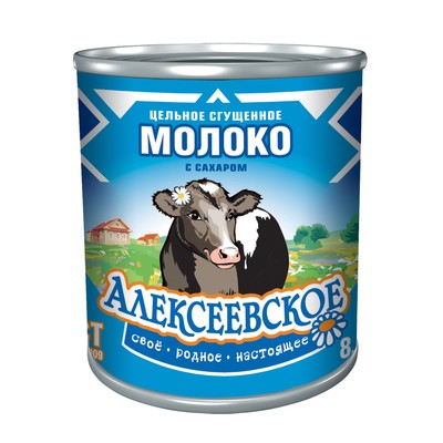Молоко сгущенное с сахаром  Алексеевское  ж/б, 8,5% 380 гр. ГОСТ