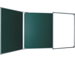 Школьная комбинированная магнитная доска, 340х100 см, трехэлементная, в стальной рамке, для письма мелом и маркером