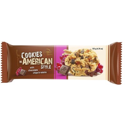 Печенье American Cookies шоколад+изюм 135г