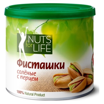 Орехи Фисташки Nuts for life соленая с черным перцем 100 г