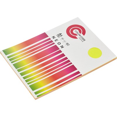 Бумага цветная ColorCode микс (неон), 75г, А4, 100 листов