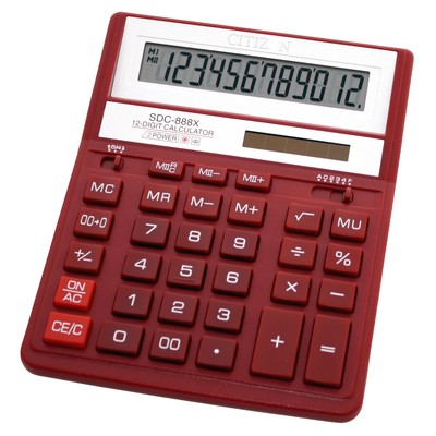 Калькулятор настольный CITIZEN бух. SDC-888XRD,12 разр, бордовый
