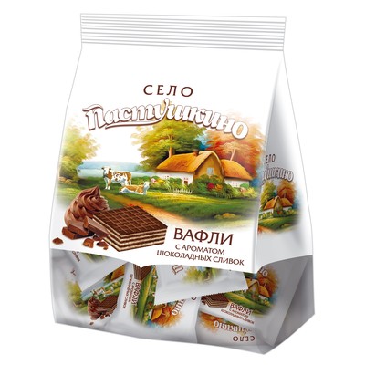 Вафли Село Пастушкино с ароматом шоколадных сливок 250г