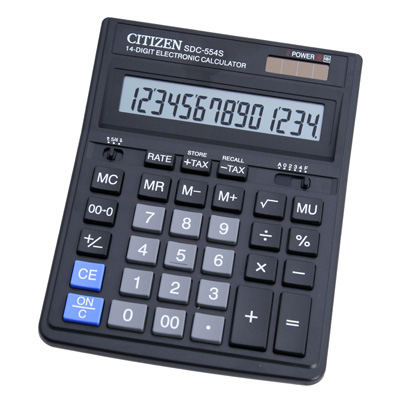 Калькулятор настольный CITIZEN бухг. SDC-554S 14 разряд. Dual Power