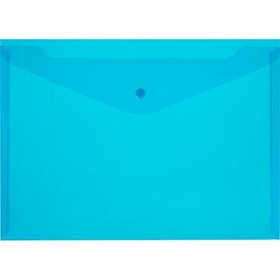 Папка конверт на кнопке КНК 180 синий прозрачный. 10шт/уп