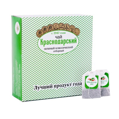 Чай Краснодарский с 1947г зелёный классический отборный 100 пак/1,5гр/уп
