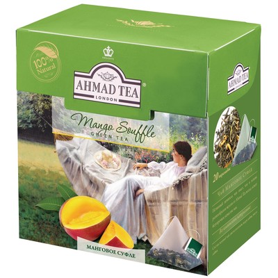 Чай Ahmad Tea Манговое суфле зеленый пирамидки 20штx1,8г 1400
