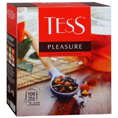 Чай черный TESS Плэжа с шиповником и яблоком 100 пак/уп