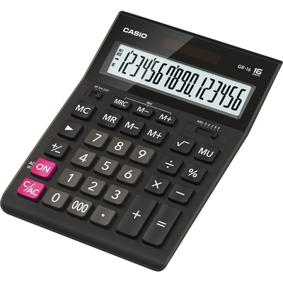 Калькулятор настольный Casio бухг. GR-16 16 разряд. DP черный
