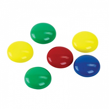 Магниты цветные в наборе, диаметр 30 мм, 6 штук